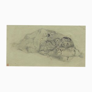 Ernest Crofts RA, Etude de Soldat au Repos, Waterloo, Fin du 19ème Siècle, Dessin au Crayon