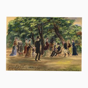 Alexander Hunter, Figures in Princes St Gardens, Edinburgh, 1888, Aquarelle