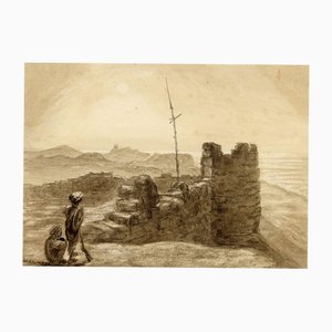 Sir James Peile, Forte portoghese, Golfo di Cambay, Gujarat, India, 1864, Acquarello