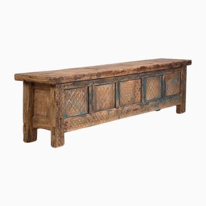 Antiker langer blauer Fernsehschrank, 1850er