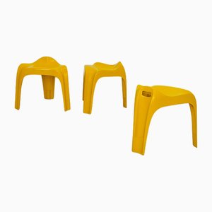 Sgabello Taboret Mid-Century Space Age giallo di Alexander Begge per Casala, Germania, anni '70