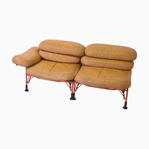 Zwei-Sitzer Sofa mit rot lackierter Röhrenstruktur, 1970er
