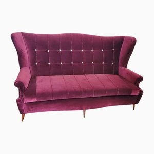 Art Deco Sofa with Upholstery and Fabric, 1940s