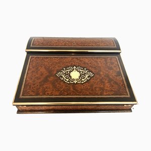 Scrittoio Napoleone III in legno intarsiato e ottone inciso, XIX secolo