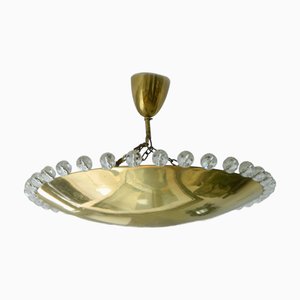 Lampada a sospensione vintage in ottone e cristallo di Emil Stejnar per Nikoll, Vienna, anni '60