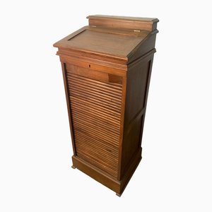 Early 20th Century Art Deco Low Cabinet with Swivel Mirror in Oak, Italy