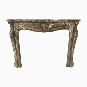 19th Century Louis XV Fireplace Mantel in Red Breccia Marble