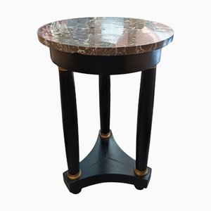 Small Neoclassical Gueridon of Lacquered Wood and Grey Marble, 1890s