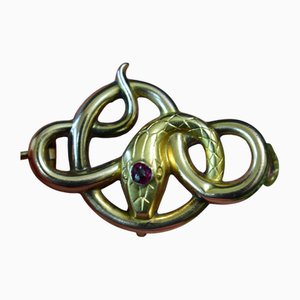 Gold-Plated Snake Brooch by Maison Savard Fix, 1910s