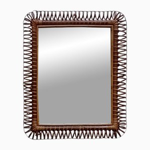 Rattan and Wicker Rectangular Wall Mirror, 1960s