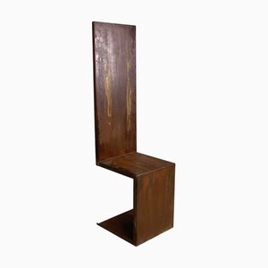 Italian Modern Geometrical Chair in Iron, 1980s
