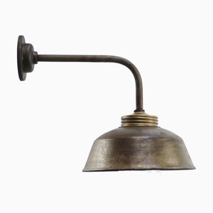 Vintage Industrial Brass with Clear Striped Glass Wall Light