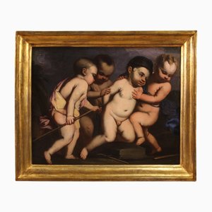 Italian Artist, Cherub Games, 1640, Oil on Canvas, Framed