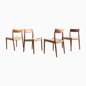 Mid-Century Danish Teak Dining Chairs # 77 by Niels O. Møller, J. L. Moller, Set of 4