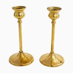 Vintage Gilded Brass Candleholders, 1960s, Set of 2