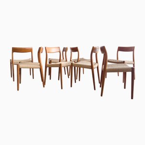 Mid-Century Teak Dining Chairs # 77 by Niels O. Møller, J. L. Moller, Set of 8