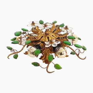 Gilded Florentine Flush Mount Light by Banci Firenze, 1960s
