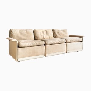 Mid-Century Modern Lounge Sofa in Glass Fiber and Suede by Dieter Rams for Vitsoe, Germany, 1960s