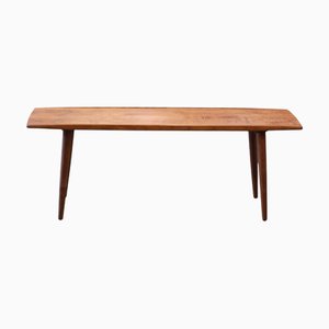 Tavolino da caffè in teak con sponde lunghe scanalate, Danimarca, anni '60
