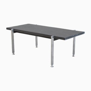 Mesa de centro francesa de acero cromado y pizarra, años 50