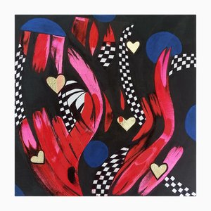 Priscilla Bilijam, Canvas Drift, 2025, Acryl auf Leinwand mit Metallblatt