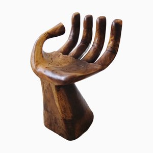 Carved Wooden Sculpture Chair in the Shape of a Hand, 1980s