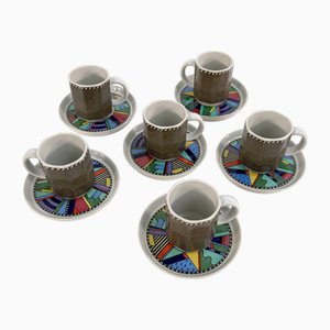 Coffee Cups and Saucers by Barbara Brenner for Rosenthal, 1990s, Set of 6