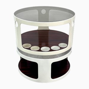 ABS and Chrome Mobile Bar with Wheels and Tops in Wood and Glass, 1970s