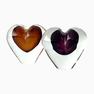 Hearts in Violet and Amber Enclosed from JS Studio, Set of 2