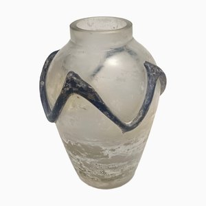 Jarrón Scavo iridiscente de vidrio transparente y negro de Cenedese, años 60