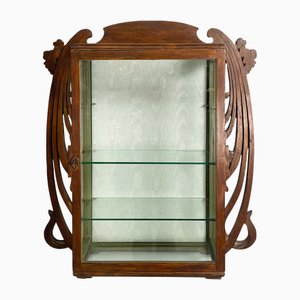 Italian Liberty Wall Display Cabinet in Wood and Glass, 1890s