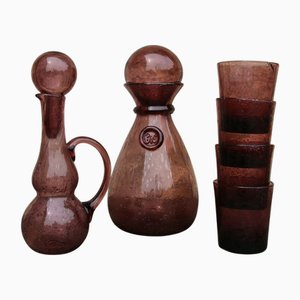 Service Vintage en Verre Bullé de Biot, 1950s-60s, Set de 6