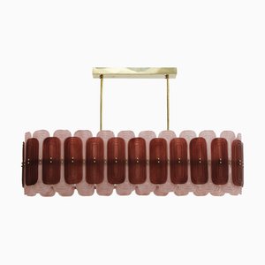 Murano Glass Suspension Lamp with Gold Metal Structure, Italy, 1999