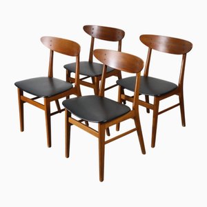 Vintage Danish Scandinavian Teak Chairs, 1960, Set of 4