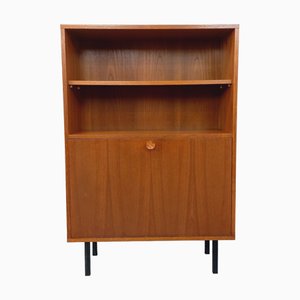 Libreria vintage in stile modernista in teak e metallo nero, Scandinavia, anni '60