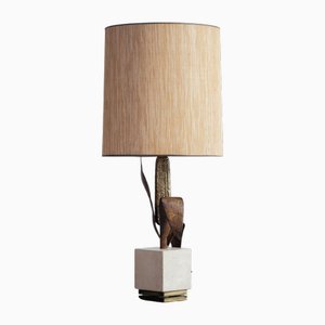 French Corn Table Lamp in Brass from Maison Charles, 1960s