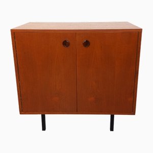 Mobiletto vintage in stile modernista in teak e metallo nero, Scandinavia, anni '60