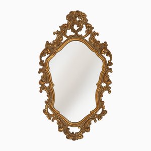 Belgian Baroque Gold Framed Oval Mirror, 1950s