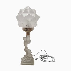 Art Deco Table Lamp with Woman, 1930s