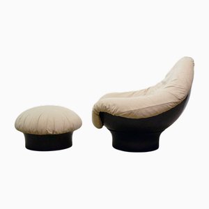 Set of Rodica Lounge Chair and Ottoman by Mario Brunu for Comfort, 1970s