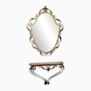 Italian Console with Mirror, 1950s, Set of 2