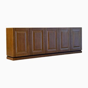 Large Brutalist Oak Credenza, 1980s