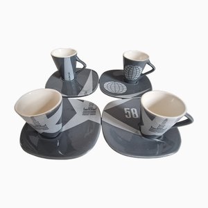 Mugs Expo 58 par Lucien de Roeck pour Royal Boch, 2008, Set de 8