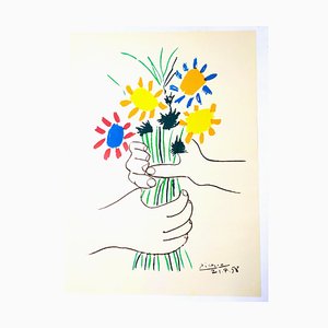 Pablo Picasso, Blumenstrauß des Friedens, Lithographie, 1958