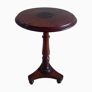Georgian Mahogany Tripod Wine Table with Prince of Wales Feather Emblem, 1820s