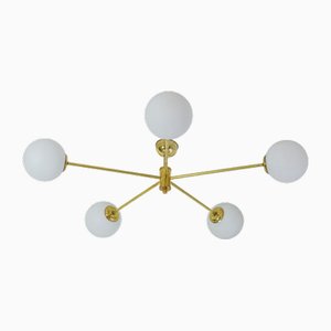 Sputnik Copper Pendant with Milk Glass Shades