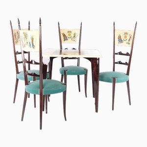 Games Table and Chairs by Aldo Tura, 1970s, Set of 5