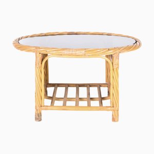 Table Basse en Rotin Tissé, 1970s