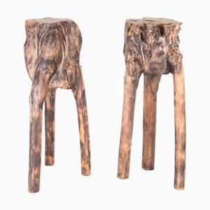 Wooden Side Tables, 1980s, Set of 2