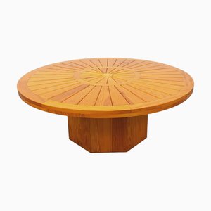 Vintage Round Pine Coffee Table, 1970s